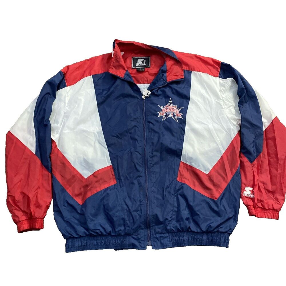 VTG MLB Indians All Star Game 1997 Starter Windbreaker Jacket Men's XL White Red